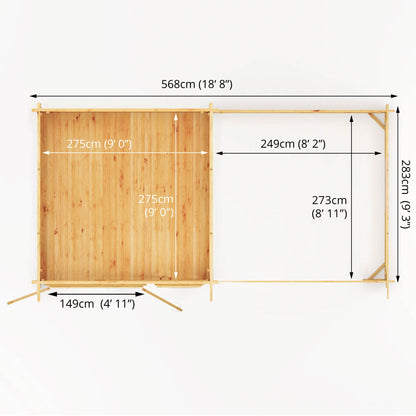 6M X 3M Elite Pent Log Cabin With Patio Area - 28Mm