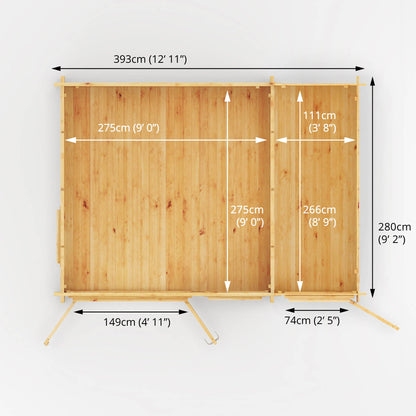 4.1M X 3M Home Office Elite With Side Shed - 34Mm