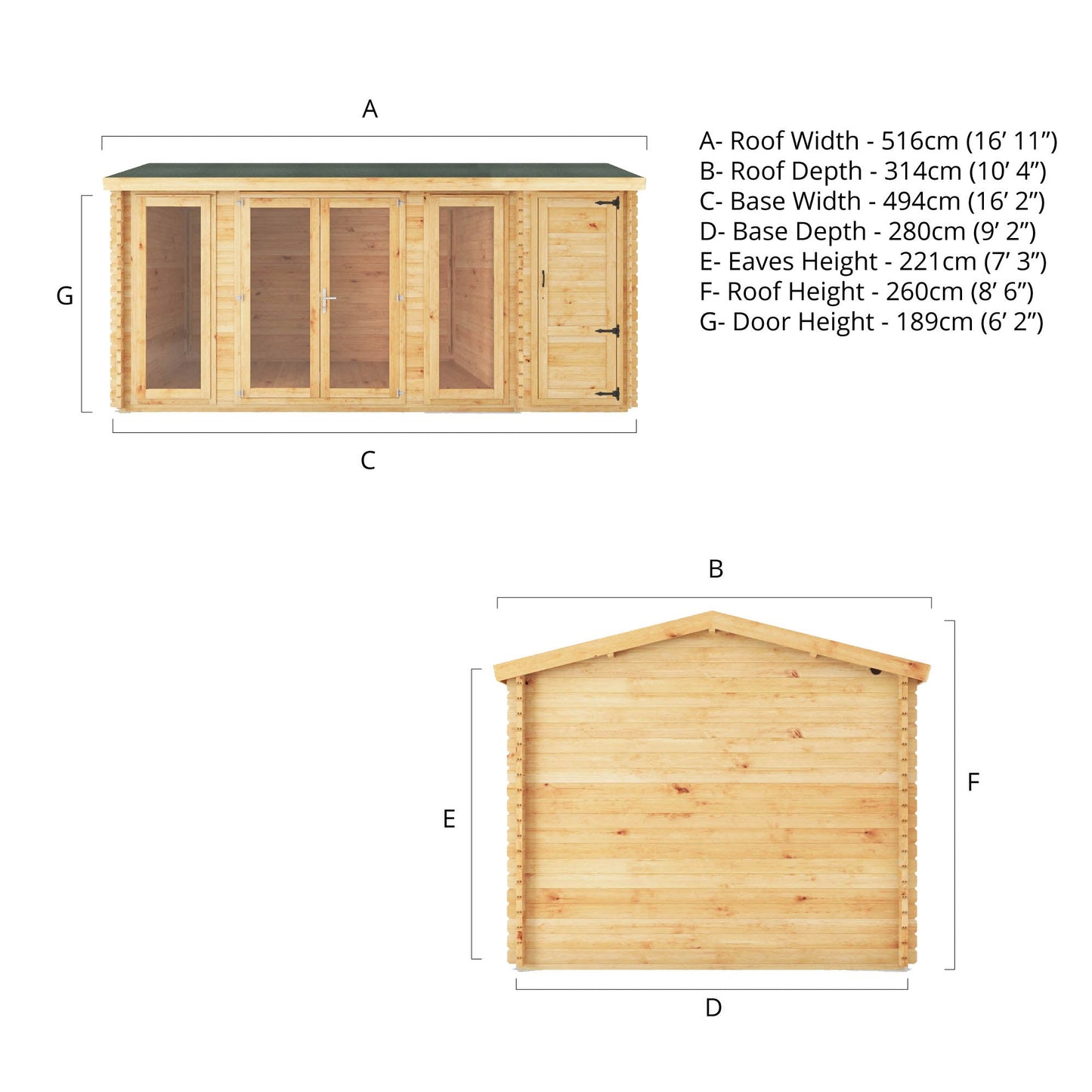 5.1M X 3M Home Office Elite With Side Shed - 34Mm