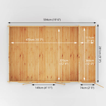 6.1M X 4M Home Office Director With Side Shed - 44Mm