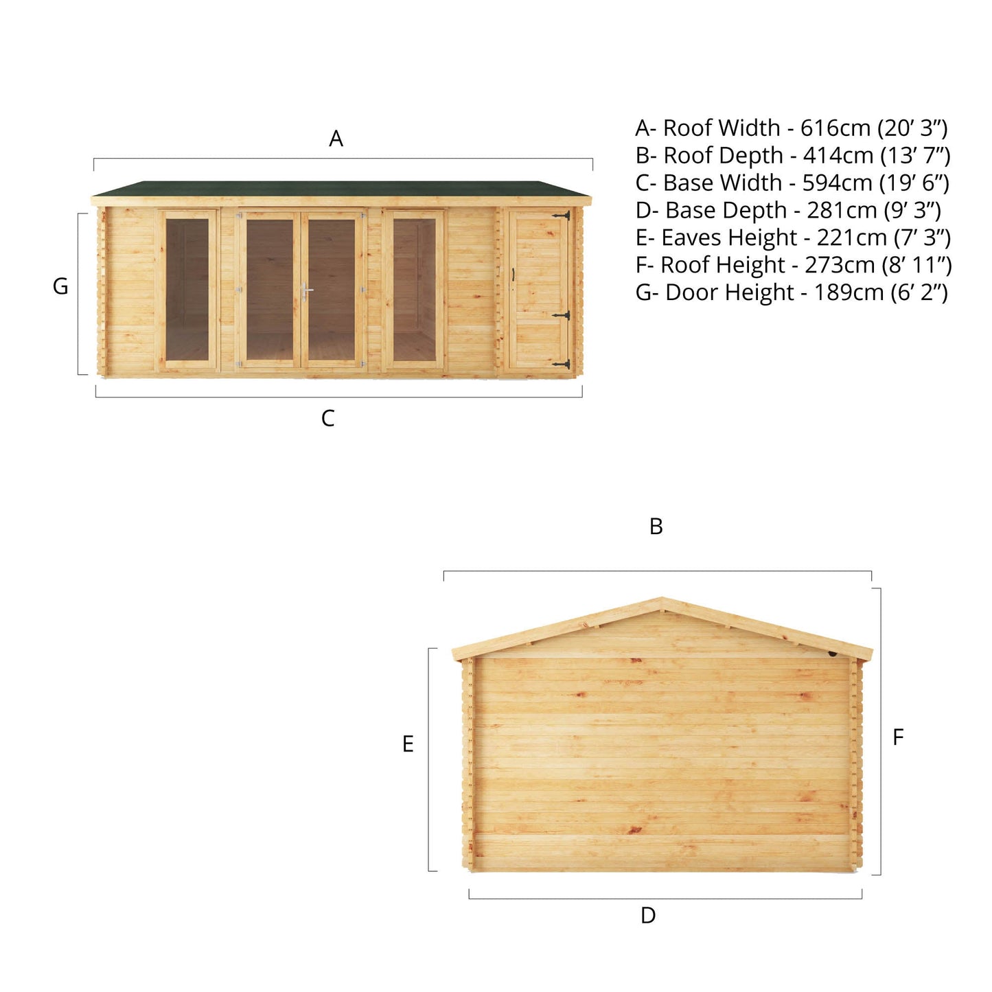 6.1M X 4M Home Office Director With Side Shed - 34Mm