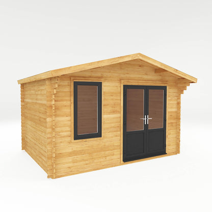 4M X 3M Retreat Log Cabin - 44Mm (Upvc Windows & Door) - Grey