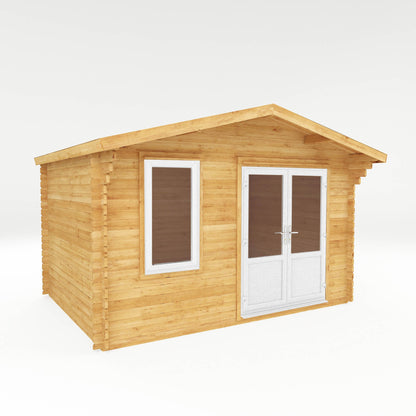 4M X 3M Retreat Log Cabin - 44Mm (Upvc Windows & Door) - White