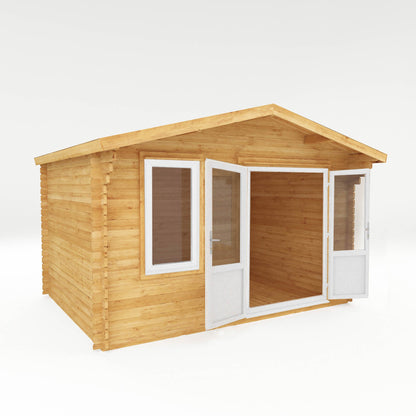 4M X 3M Retreat Log Cabin - 44Mm (Upvc Windows & Door) - White