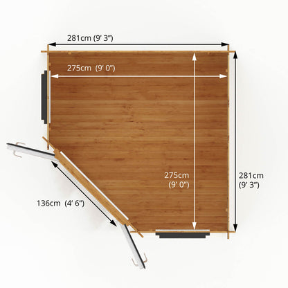 3M X 3M Corner Cabin - 44Mm (Upvc Windows & Door) - Grey