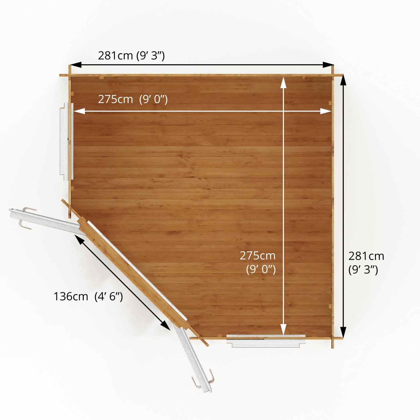 3M X 3M Corner Cabin - 44Mm (Upvc Windows & Door) - White