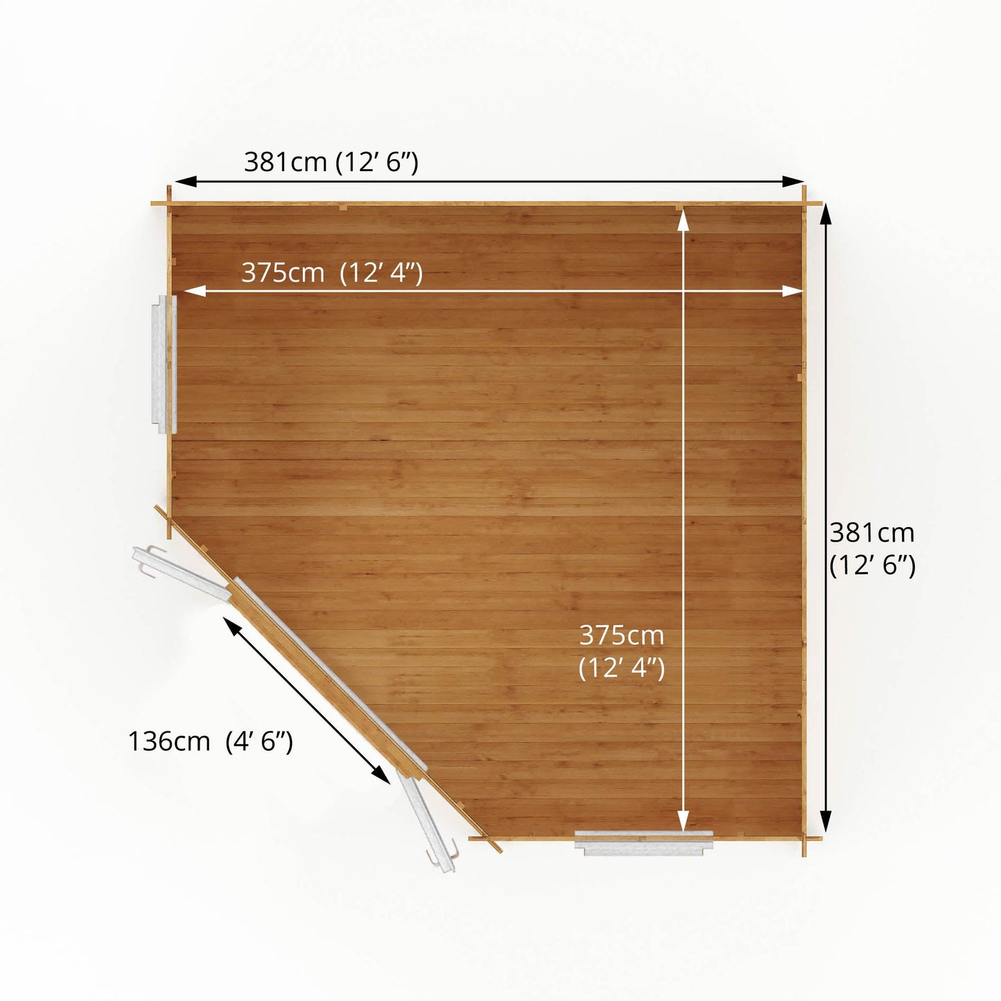 4M X 4M Corner Cabin - 44Mm (Upvc Windows & Door) - White