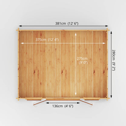 4.5M X 3.5M Home Office Studio - 44Mm  (Upvc Windows & Door) - Oak