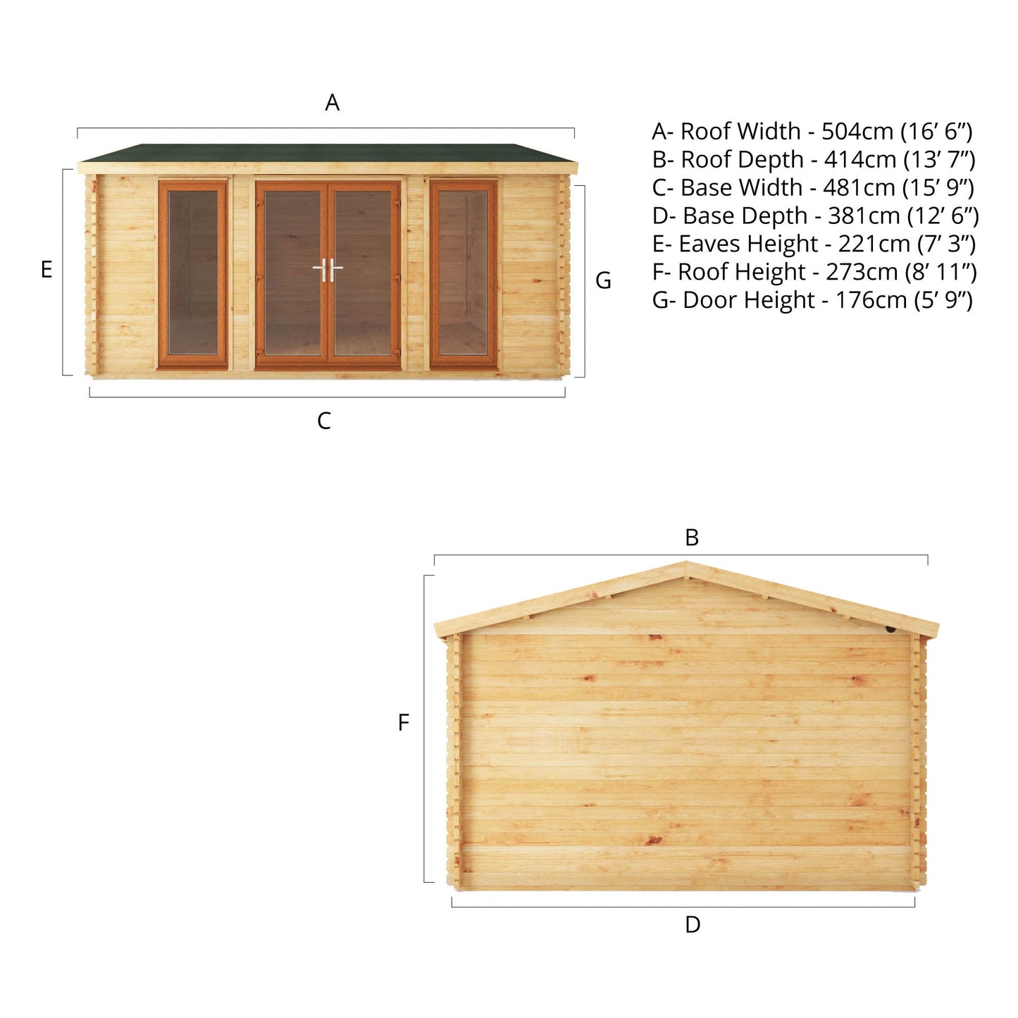 5M X 4M Home Office Studio - 44Mm  (Upvc Windows & Door) - Oak