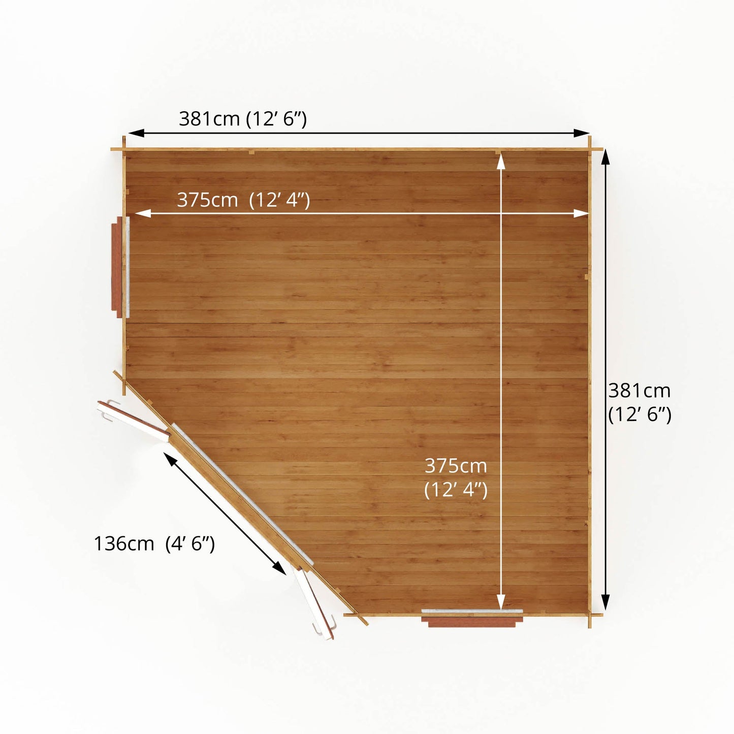 4M X 4M Corner Cabin - 44Mm (Upvc Windows & Door) - Oak