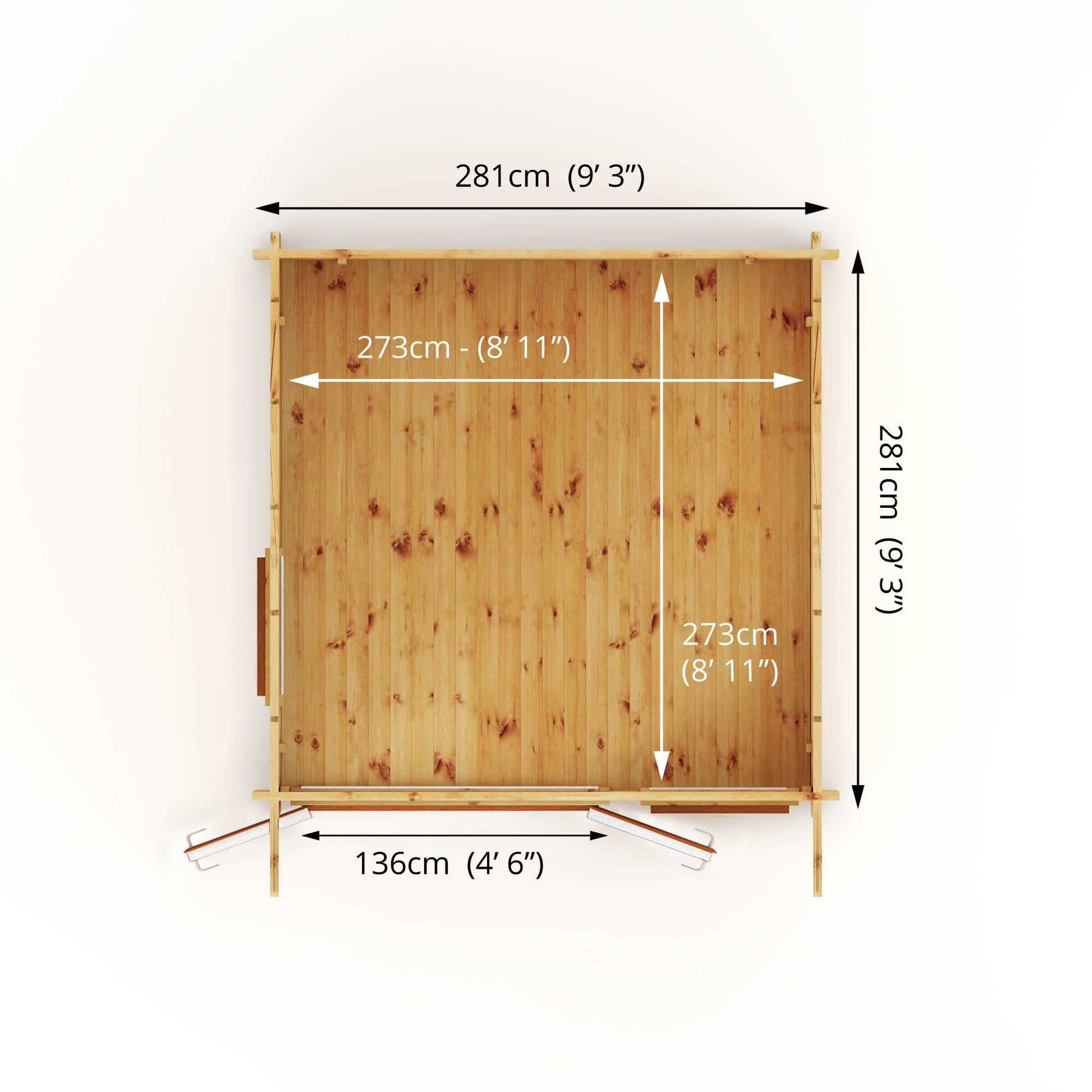 3M X 3M Curved Roof Log Cabin - 44Mm (Upvc Windows & Door) - Oak