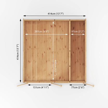 4M X 4M(D) Insulated Garden Room With Side Shed