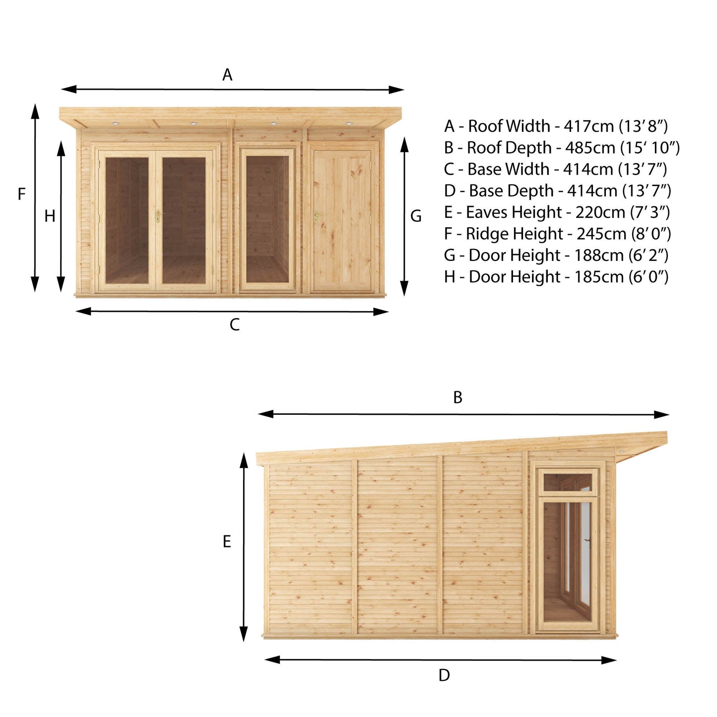 4M X 4M(D) Insulated Garden Room With Side Shed