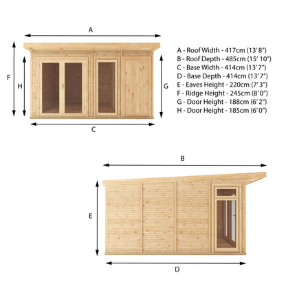 4M X 4M(D) Insulated Garden Room With Side Shed