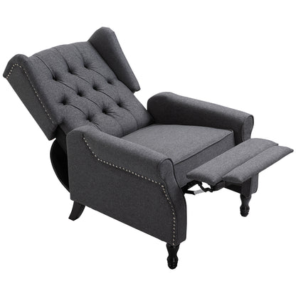 HOMCOM Recliner Armchair for Living Room, Reclining Chair, Wingback Chair with Button Tufted Back and Footrest, Dark Grey