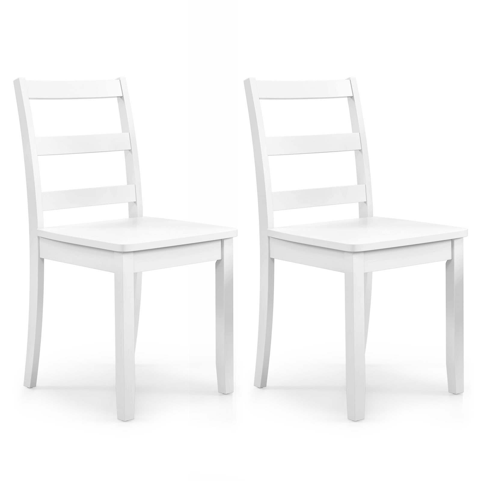 Set of 2 Dining Chairs with Solid Rubber Wood Legs and Non-slip Food Pads-White