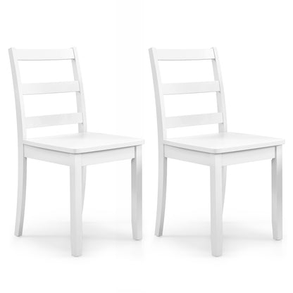 Set of 2 Dining Chairs with Solid Rubber Wood Legs and Non-slip Food Pads-White