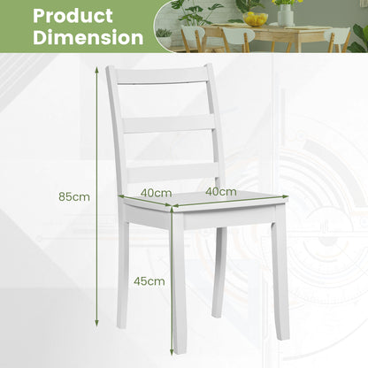 Set of 2 Dining Chairs with Solid Rubber Wood Legs and Non-slip Food Pads-White