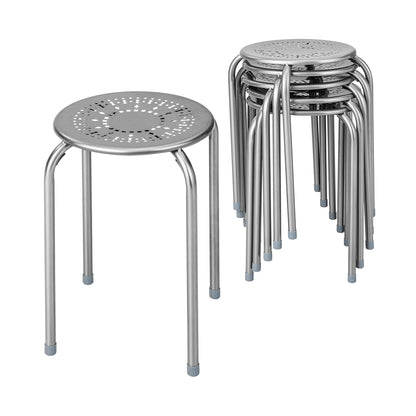 Set of 6 Round Metal Stools Support up to 120kg-Grey