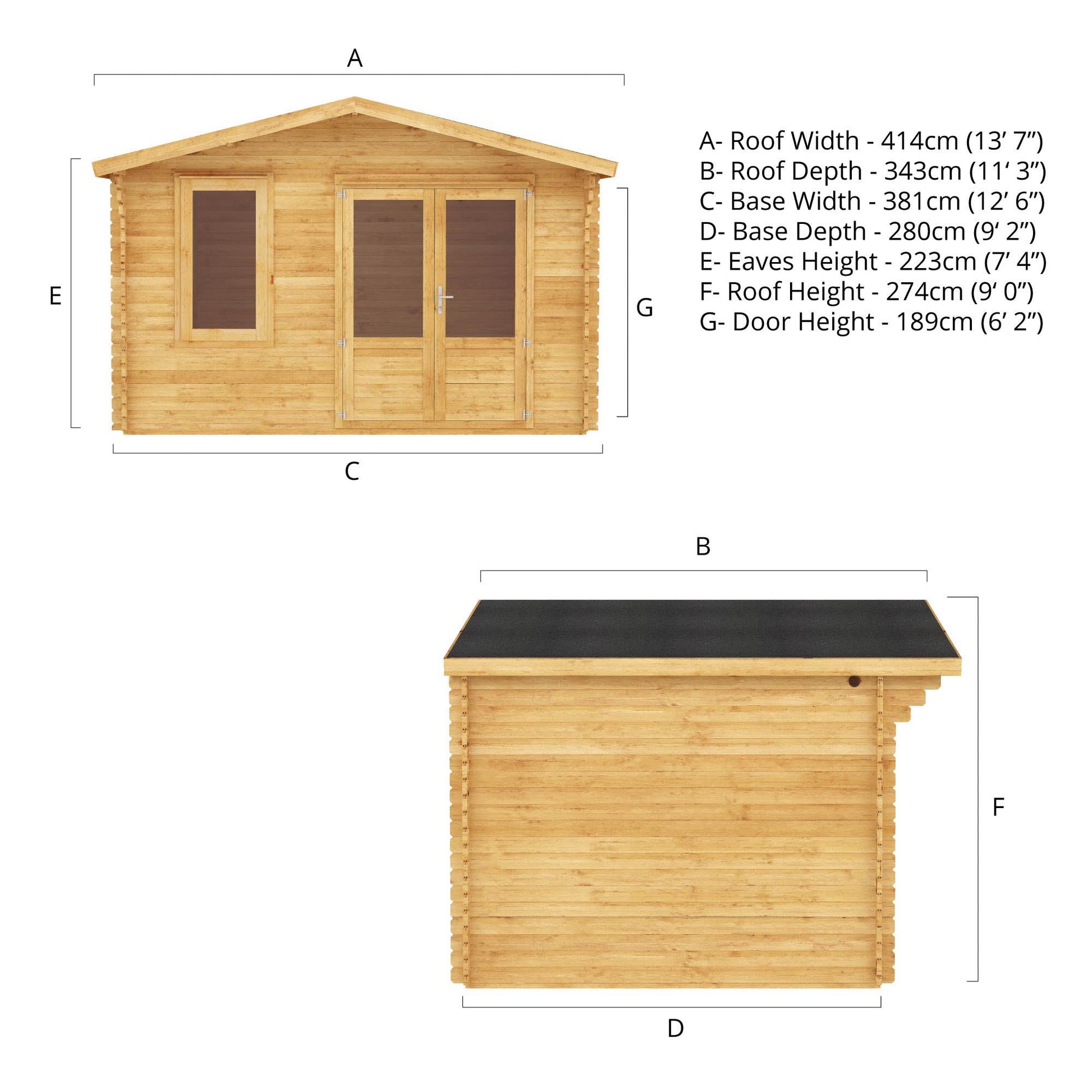 4M X 3M Retreat Log Cabin - 34Mm Double Glazed