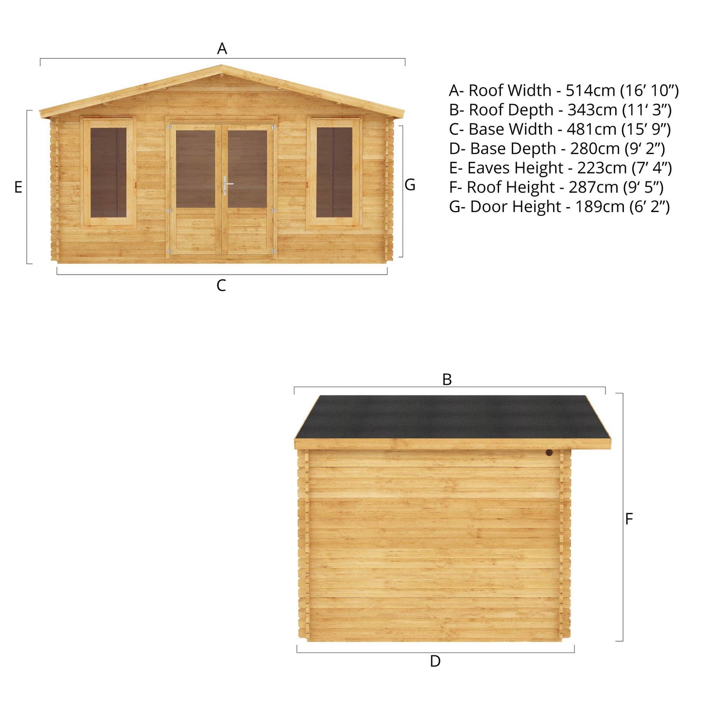 5M X 3M Retreat Log Cabin - 28Mm Double Glazed