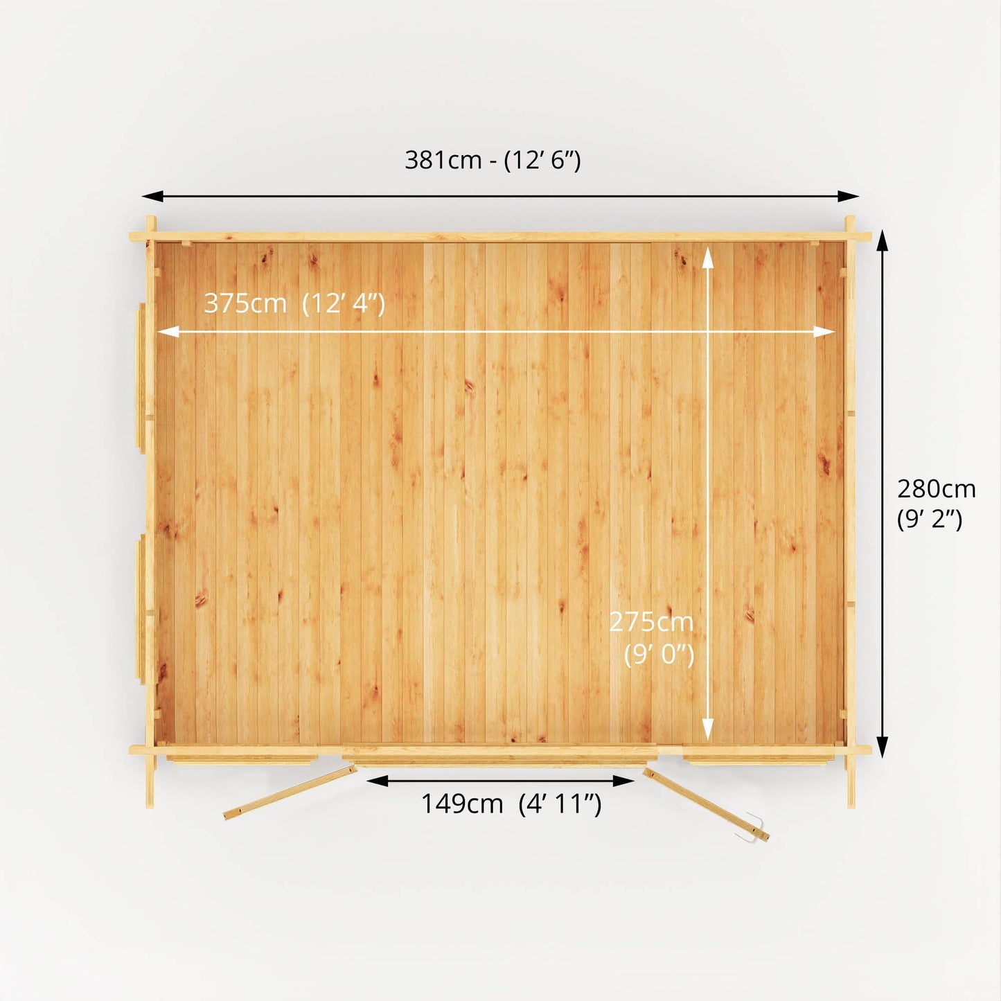 4M X 3M Studio Pent Log Cabin - 28Mm