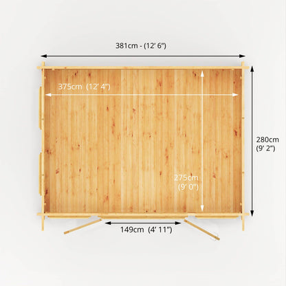 4M X 3M Studio Pent Log Cabin - 28Mm