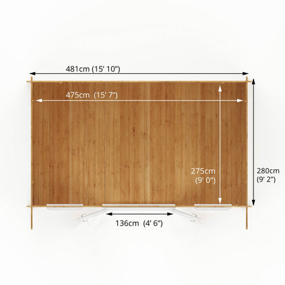 5M X 3M Retreat Log Cabin - 44Mm (Upvc Windows & Door) - White