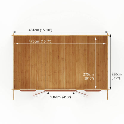 5M X 3M Retreat Log Cabin - 44Mm (Upvc Windows & Door) - Oak