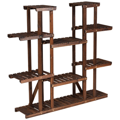 9 Tier Wood Plant Stand for 18 Potted Plants for Indoor and Outdoor