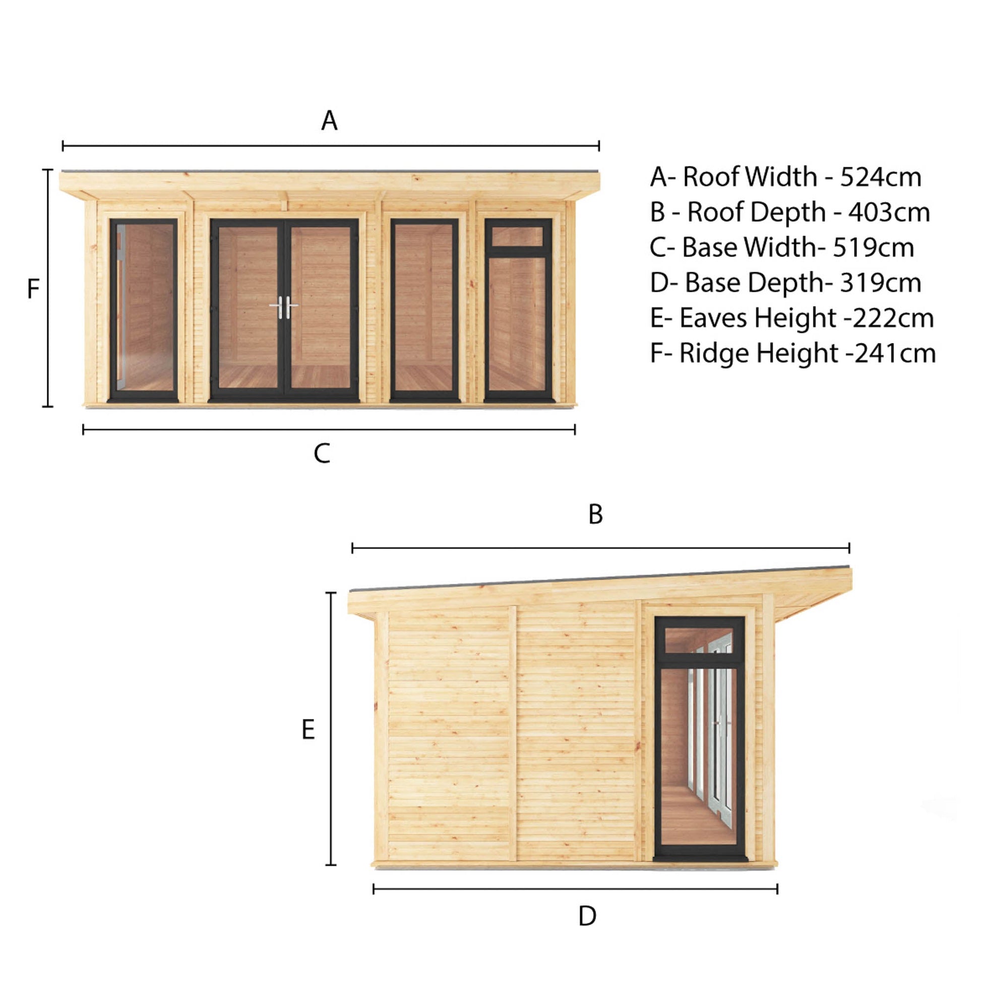 Sherwood Edwinstowe 5M X 3M Insulated Garden Room - (Upvc Windows & Doors) - Grey