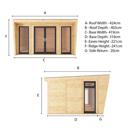 Sherwood Harlow 4M X 3M Insulated Garden Room - (Upvc Windows & Doors) - Grey