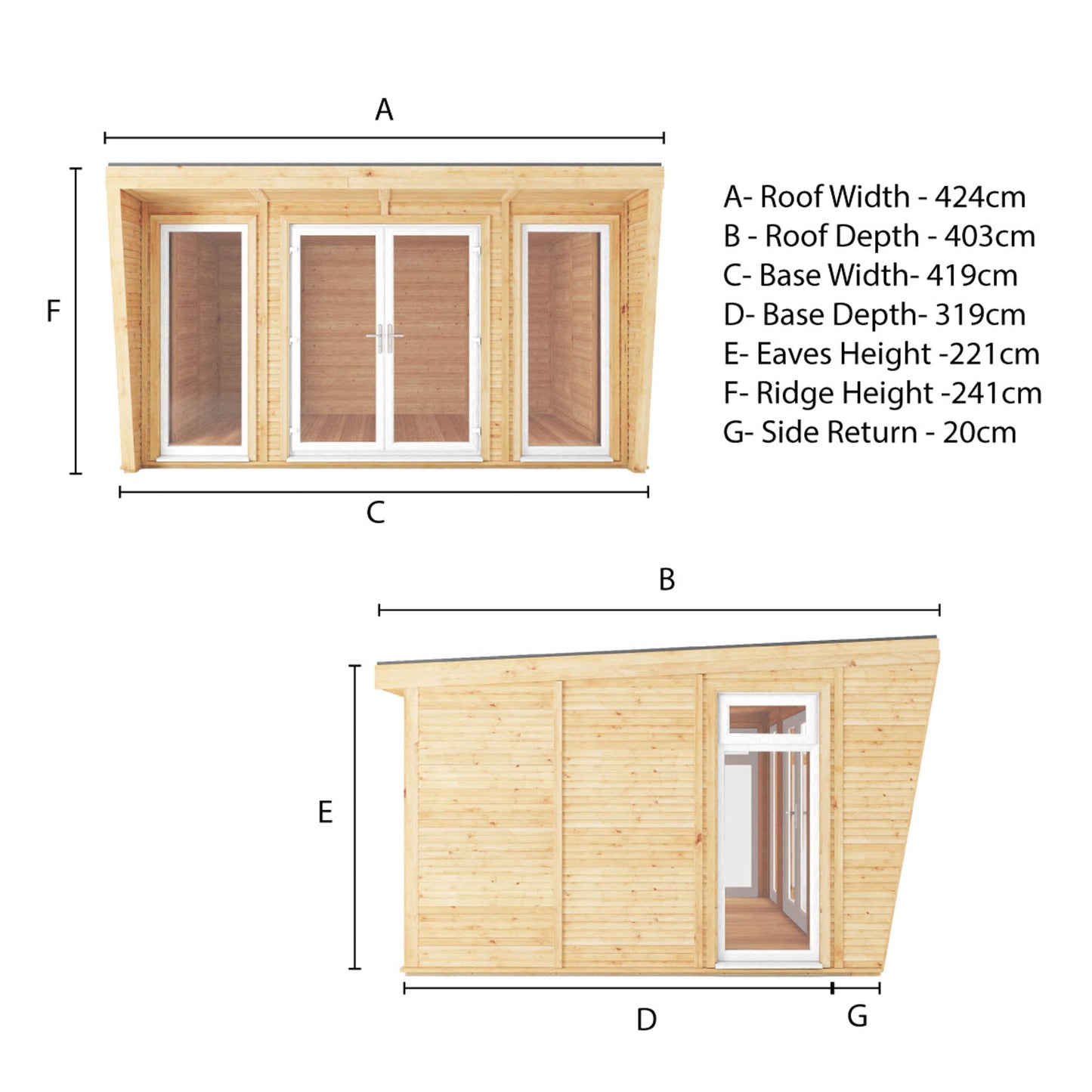 Sherwood Harlow 4M X 3M Insulated Garden Room - (Upvc Windows & Doors) - White