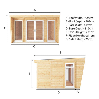 Sherwood Harlow 4M X 3M Insulated Garden Room - (Upvc Windows & Doors) - White