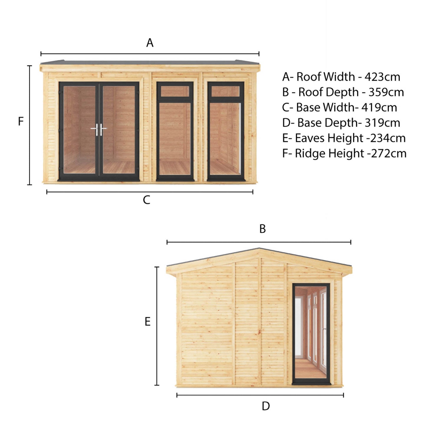 Sherwood Rufford 4M X 3M Insulated Garden Room - (Upvc Windows & Doors) - Grey