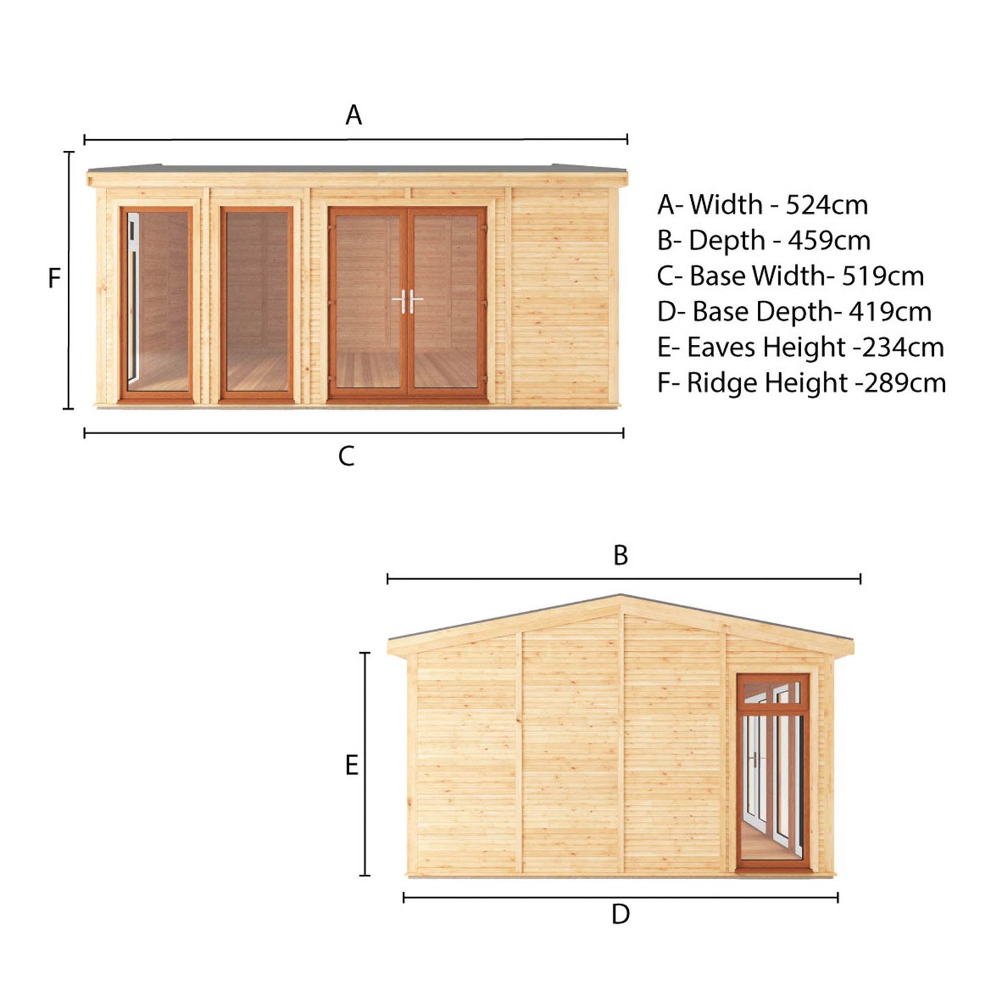 Sherwood Rufford 5M X 4M Insulated Garden Room - (Upvc Windows & Doors) - Oak