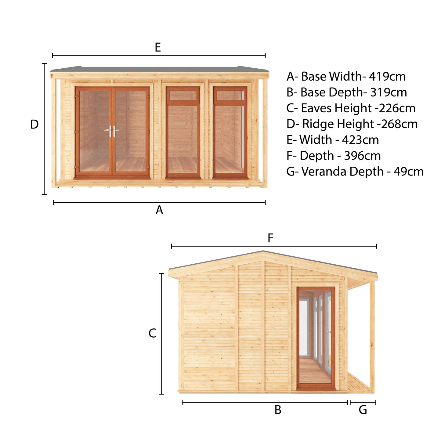 Sherwood Thoresby 4M X 3M Insulated Garden Room - (Upvc Windows & Doors) - Oak