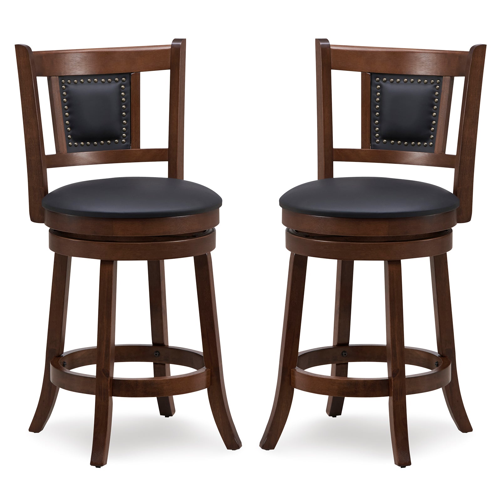 65/74 cm Swivel Bar Stool Set of 2 with Curved Backrest-30 Inches