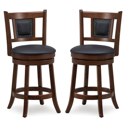 65/74 cm Swivel Bar Stool Set of 2 with Curved Backrest-30 Inches