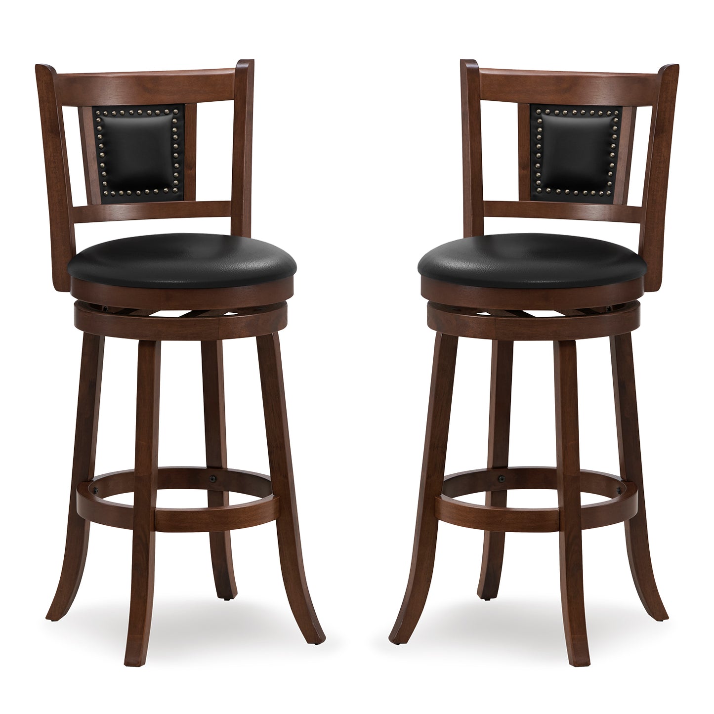 65/74 cm Swivel Bar Stool Set of 2 with Curved Backrest-25 Inches