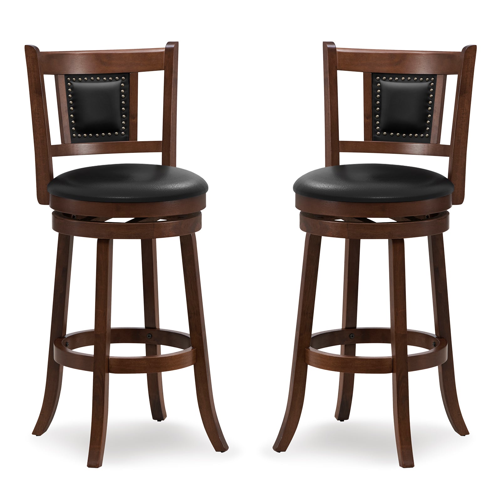 65/74 cm Swivel Bar Stool Set of 2 with Curved Backrest-25 Inches