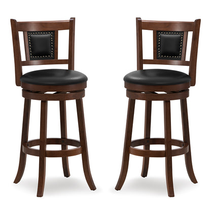 65/74 cm Swivel Bar Stool Set of 2 with Curved Backrest-25 Inches