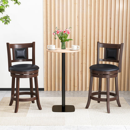 65/74 cm Swivel Bar Stool Set of 2 with Curved Backrest-30 Inches