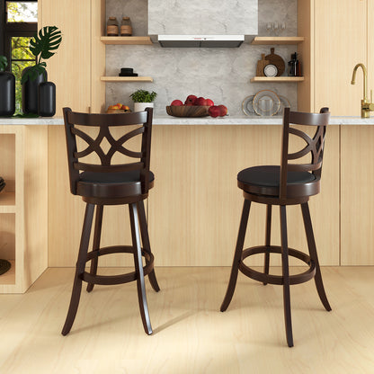 61/74 cm Swivel Counter Height Bar Stools with Backrest and Footrest-74 cm