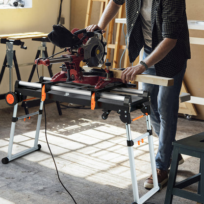 5-in-1 Folding Workbench with Detachable Brackets and Wheels-Black