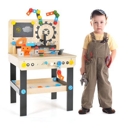 Kids Pretend Play Workbench with Tools Set and Realistic Accessories