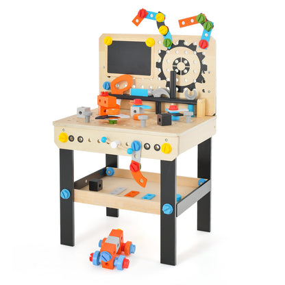 Kids Pretend Play Workbench with Tools Set and Realistic Accessories