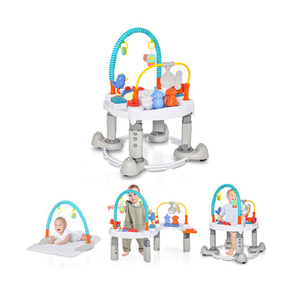 4-In-1 Baby Activity Center with Walker for Kids Aged 0-2 Years-Grey