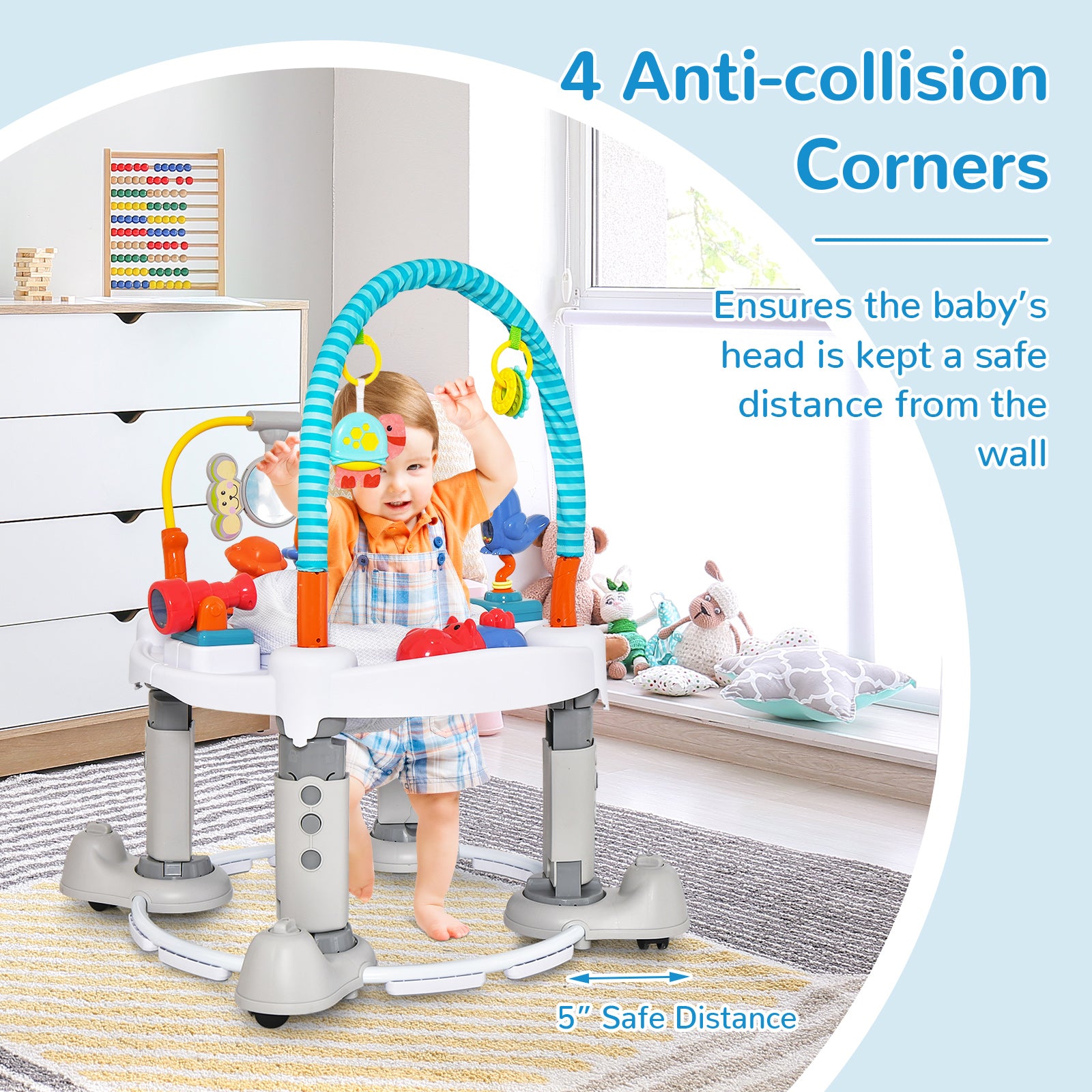 4-In-1 Baby Activity Center with Walker for Kids Aged 0-2 Years-Grey