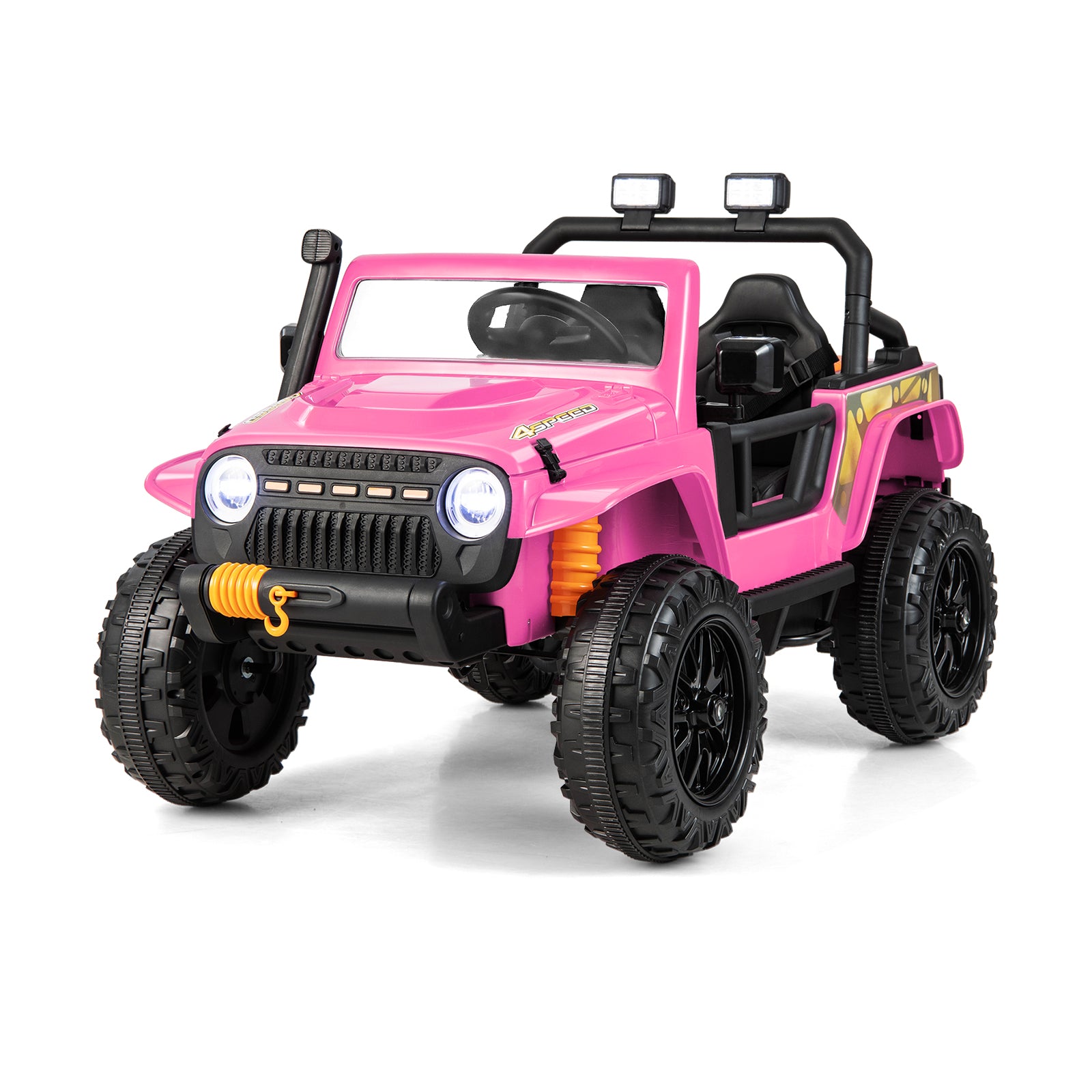 12V Kids Electric Ride on Car with Music and LED Lights-Pink